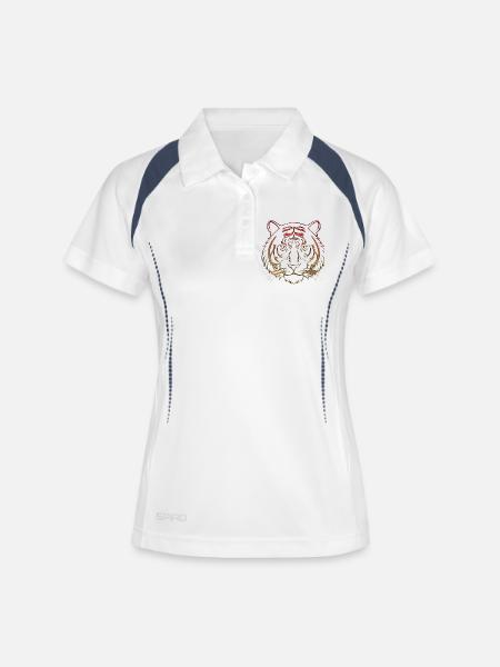 Metallic tiger chrome red orange - Women's Polo breathable - white/navy
