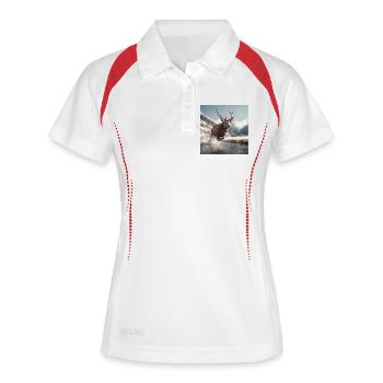 Cerf sauteur dans les Alpes - Polo respirant Femme - blanc/marine - Devant