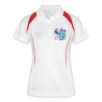 Snowboard & Ski Design - Enjoy the ride! - Frauen Polo atmungsaktiv - Weiß/Navy - Vorne