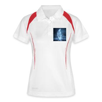 Plume Éthérée Lumineuse – Symbole de Lumière  - Polo respirant Femme - blanc/marine - Devant