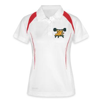 Gym Cat Bankdrücken schweres Langhantel-Maskottchen - Frauen Polo atmungsaktiv - Weiß/Navy - Vorne