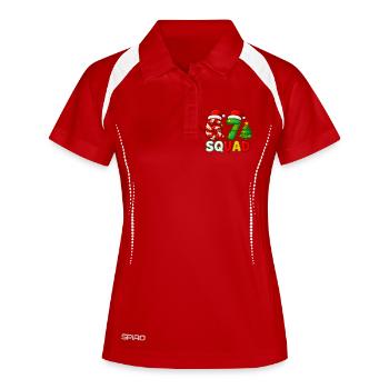 Funny 67 Six Seven Squad Meme Christmas - Frauen Polo atmungsaktiv - Weiß/Navy - Vorne