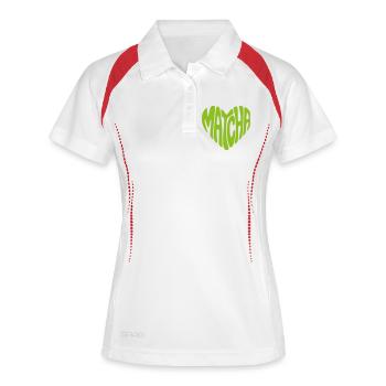 Matcha Herz Form - Frauen Polo atmungsaktiv - Weiß/Navy - Vorne