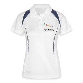 ALLES GUTE ZUM GEBURTSTAG. ALLES GUTE ZUM GEBURTSTAG. JAHRESTAG. - Frauen Polo atmungsaktiv - Weiß/Navy - Vorne