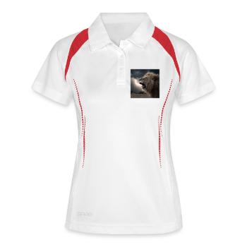 Roi Rugissant Dramatique - Lion dans la Tempête - Polo respirant Femme - blanc/marine - Devant