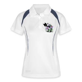 Katze - Frauen Polo atmungsaktiv - Weiß/Navy - Vorne