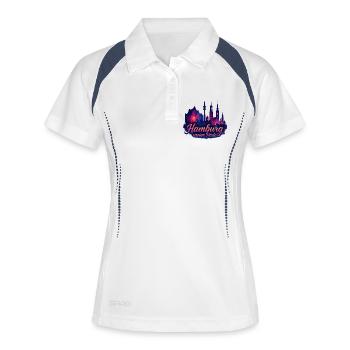 Hamburg Perle Stadt Silhouette Hafen Geschenk - Frauen Polo atmungsaktiv - Weiß/Navy - Vorne