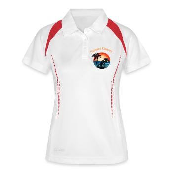 Retro Surfer Sunset Palm Tree Graphic - Polo respirant Femme - blanc/marine - Devant