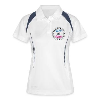 Junge oder Mädchen? Schwangerschaftsgeburt Schwanger - Frauen Polo atmungsaktiv - Weiß/Navy - Vorne