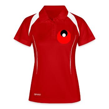 3 cercles, rouge, noir et blanc - Polo respirant Femme - blanc/marine - Devant