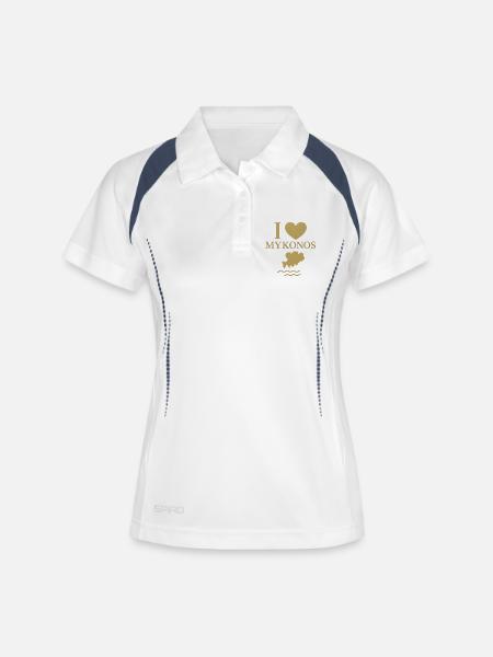 I Love Mykonos Gold - Women's Polo breathable - white/navy