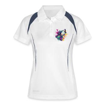Wolf in color explosion style - Women's Polo breathable - white/navy - Front