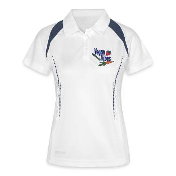 Vegan Vibes Veggie Trio - Frauen Polo atmungsaktiv - Weiß/Navy - Vorne