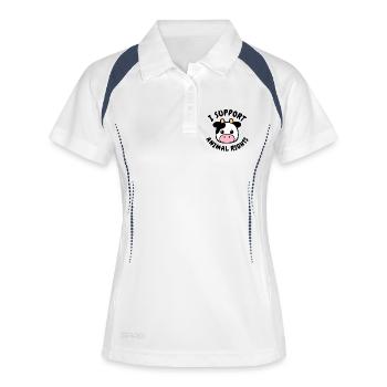 Je soutiens la vache pour les droits des animaux - Polo respirant Femme - blanc/marine - Devant