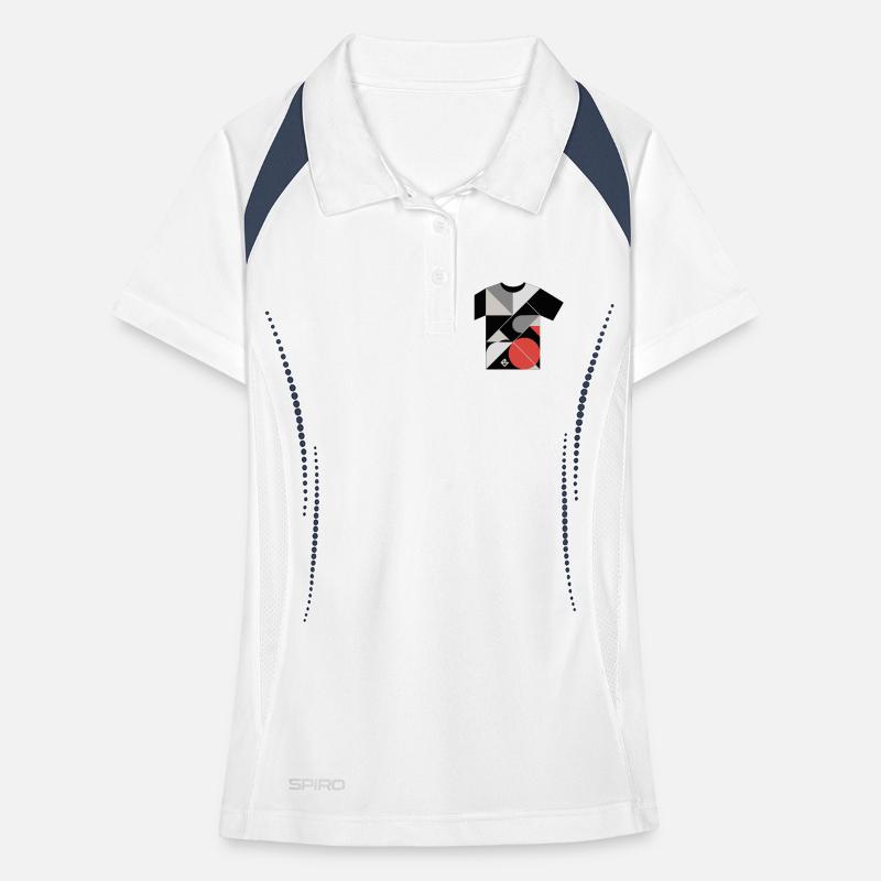 Geometric Mosaic: Red Circle Blocks Women's Polo breathable