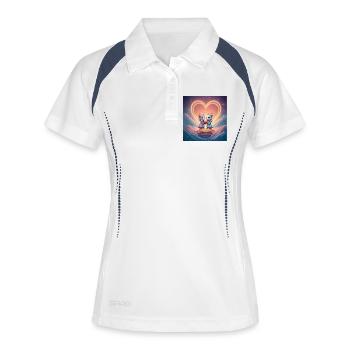Neondrachen verliebt - Frauen Polo atmungsaktiv - Weiß/Navy - Vorne