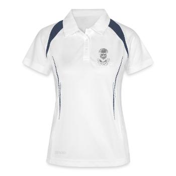 Klassisches Aristoteles-Zitat über Melancholie - Frauen Polo atmungsaktiv - Weiß/Navy - Vorne