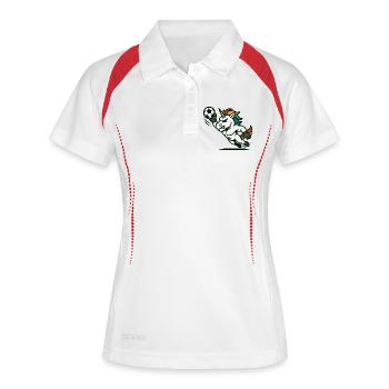 Unicorn Soccer Goalie Mascot Making Save - Women's Polo breathable - white/navy - Front