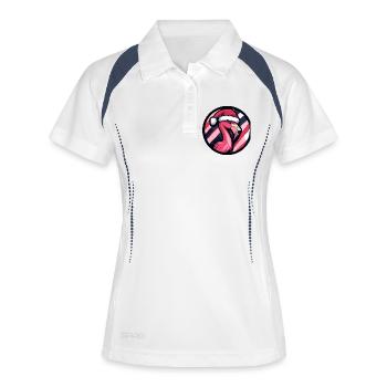Design de Noël du Père Noël Flamant rose - Polo respirant Femme - blanc/marine - Devant