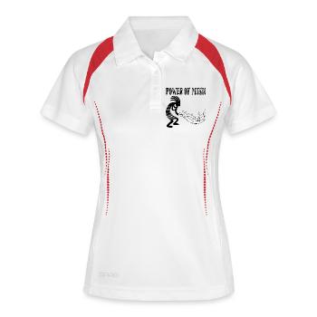 Musicien tribal (noir) - Polo respirant Femme - blanc/marine - Devant