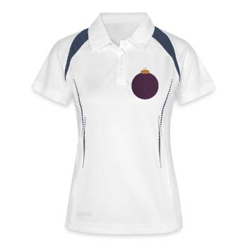 Ornement violet tourbillonné - Polo respirant Femme - blanc/marine - Devant