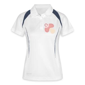tétine rose - Polo respirant Femme - blanc/marine - Devant