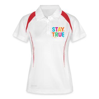 Stay True Bunte Typografie - Frauen Polo atmungsaktiv - Weiß/Navy - Vorne