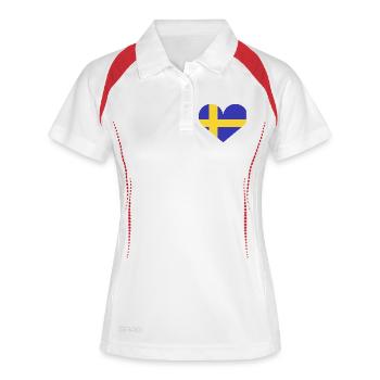 Schwedische Flagge - Frauen Polo atmungsaktiv - Weiß/Navy - Vorne