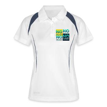 Keine Arbeit mit Wellen - Frauen Polo atmungsaktiv - Weiß/Navy - Vorne