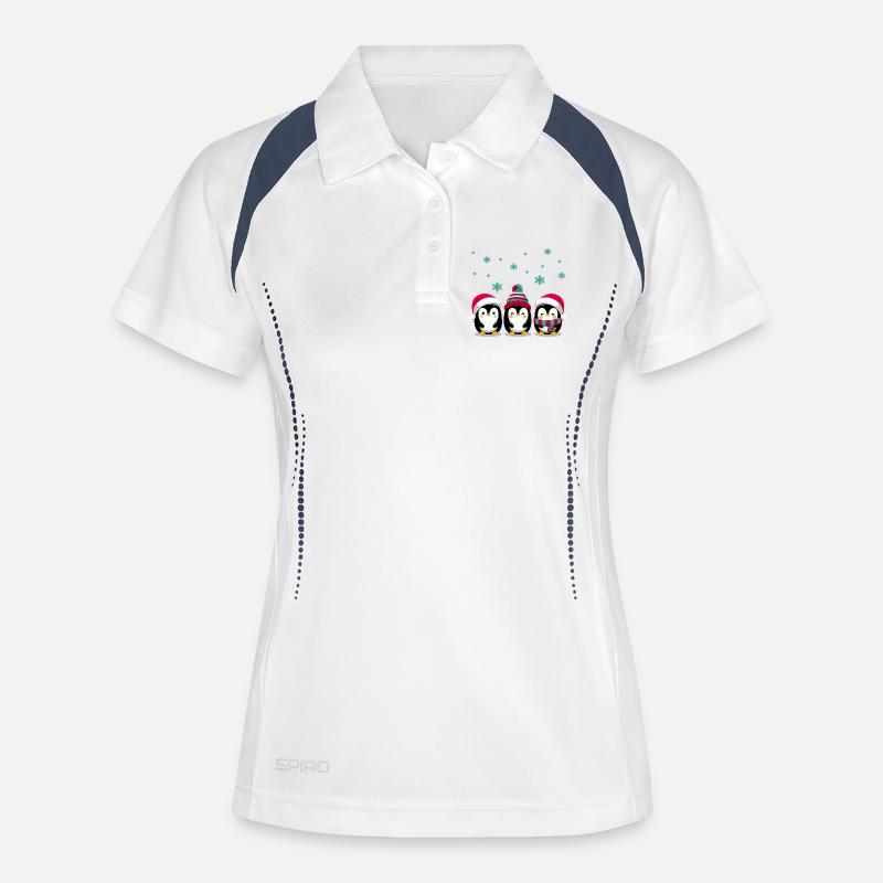 Three penguins with Christmas hats - Women's Polo breathable - white/navy