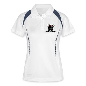 Bouledogue français - Polo respirant Femme - blanc/marine - Devant