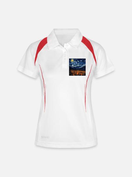 Whirling night over shining village - Women's Polo breathable - white/navy