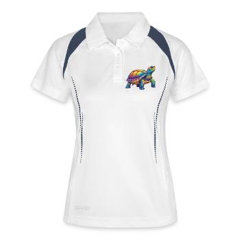 Colorful Turtle Rainbow Pop Art Watercolor - Women's Polo breathable - white/navy - Front