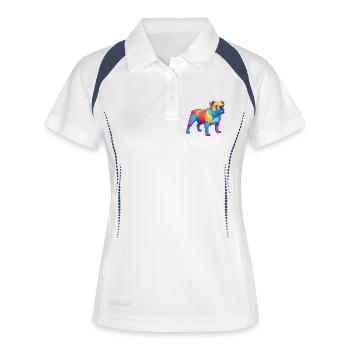 Colorful Bulldog Rainbow Pop Art Watercolor - Women's Polo breathable - white/navy - Front