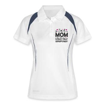 Je suis maman. Quel est ton super-pouvoir - Polo respirant Femme - blanc/marine - Devant