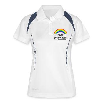Regenbogen, reine, farbenfrohe Glückseligkeit - Frauen Polo atmungsaktiv - Weiß/Navy - Vorne