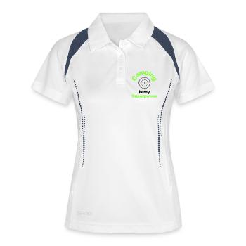Le camping est mon superpouvoir, joueur, joueur FPS - Polo respirant Femme - blanc/marine - Devant
