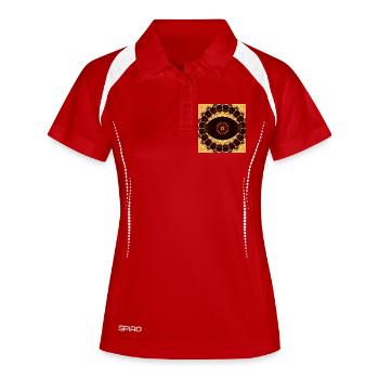 Mandala Kaléidoscope Solaire - Polo respirant Femme - blanc/marine - Devant