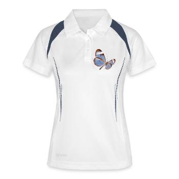Conception transparente papillon Glasswing - Polo respirant Femme - blanc/marine - Devant