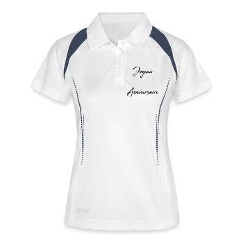 JOYEUX ANNIVERSAIRE. HAPPY BIRTHDAY. ANNIVERSAIRE. - Polo respirant Femme - blanc/marine - Devant