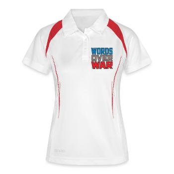WORDS OVER WAR #2 - let's talk - Polo respirant Femme - blanc/marine - Devant