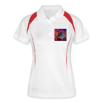 Hamac léopard chillé style néon - Polo respirant Femme - blanc/marine - Devant