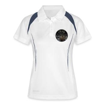Oldschool Motorrad - Frauen Polo atmungsaktiv - Weiß/Navy - Vorne