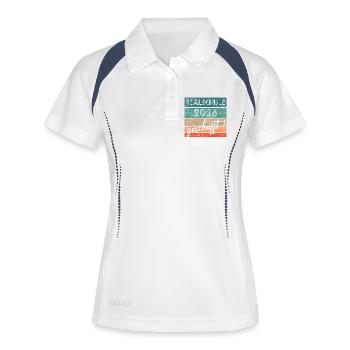 Realschule 2026 Geschenk geschafft mittlere Reife - Frauen Polo atmungsaktiv - Weiß/Navy - Vorne