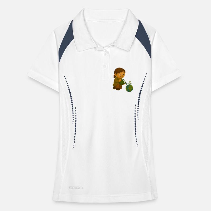 Little environmentalist pouring globe Women's Polo breathable