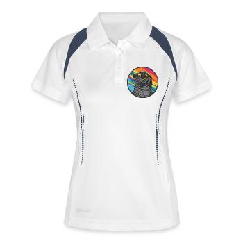 Bunter Seehund mit Sonnenbrille - Frauen Polo atmungsaktiv - Weiß/Navy - Vorne