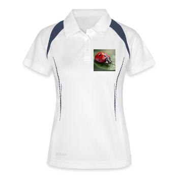 Lucky Charm Ladybug Macro Nature Design - Polo respirant Femme - blanc/marine - Devant
