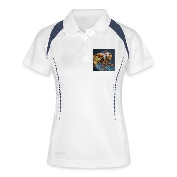 Extremes Libellen Makro Porträt Wildlife Grafik - Frauen Polo atmungsaktiv - Weiß/Navy - Vorne