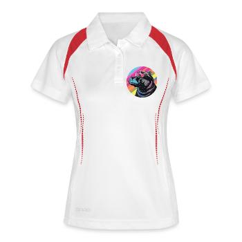 Hippo Sonnenbrillen Popart - Frauen Polo atmungsaktiv - Weiß/Navy - Vorne
