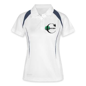 Grüner Kreis mit schwarzem Band - Frauen Polo atmungsaktiv - Weiß/Navy - Vorne